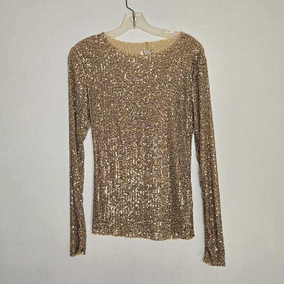 NEW Intimately Free People Gold Rush Sequin Shirt Glam Maximalist Women Small - Picture 10 of 13